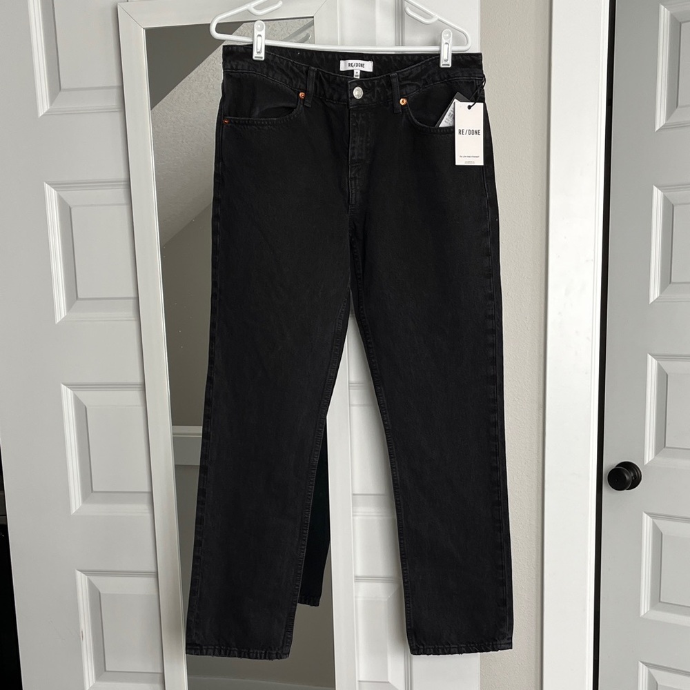 NWT RE/DONE 70s Low Rise Straight Jeans 28 Washed Black